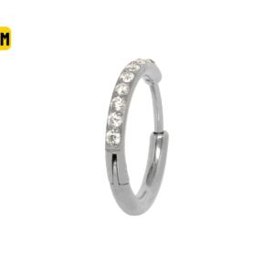 ARGOLA CLICKER TITÂNIO LATERAL C/ ZIRCÔNIA - 8MM - Imagem 1