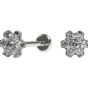 LABRET TITÂNIO R/I FLOR C/ ZIRCÔNIA MENOR - CRISTAL - Imagem 1