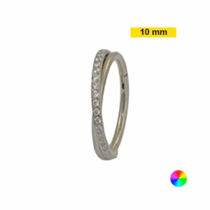 ARGOLA SEG. CLICKER TITÂNIO INFINITO C/ PEDRA - 10MM - Imagem 1