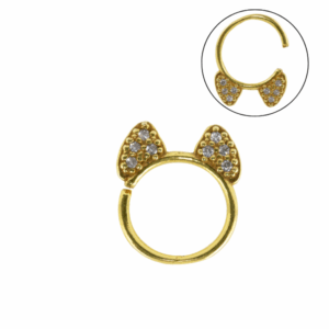 ARGOLA ORELHA DE GATINHO PRATA CA11 - BANHADO A OURO - Imagem 1