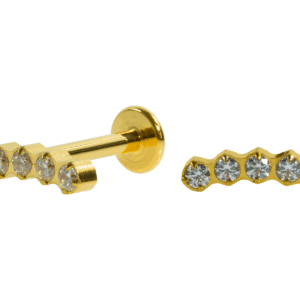LABRET AÇO R/I CLUSTER 5 PEDRAS MOD2 - PVD GOLD - Imagem 1