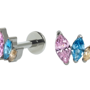 LABRET TITÂNIO R/I CLUSTER 3 ZIRCÔNIAS COLORS 1 - Imagem 1