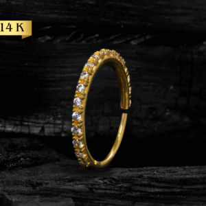 NOSTRIL ARGOLA OURO 14K CRAVEJ. C/ ZIRCÔNIA - AMARELO - AGL - Imagem 1