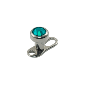 MICRODERMAL TITÂNIO C/ STRASS - VERDE ESMERALDA - 4MM - Imagem 1