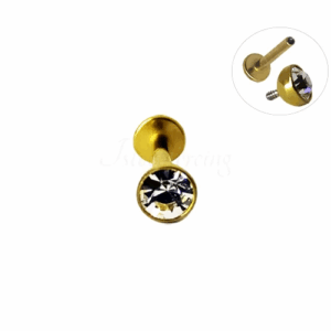 LABRET AÇO PVD GOLD R/I C/ ZIRCÔNIA CRAV. INGLESA - 8 x 4MM - Imagem 1