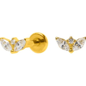 LABRET TITÂNIO PVD GOLD R/I MINI LÓTUS C/ ZIRCÔNIA - Imagem 1
