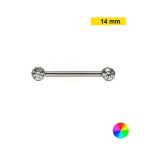 MAMILO TITÂNIO PUSH PIN C/ PEDRA FLAT - 1.6 X 14MM - Imagem 1