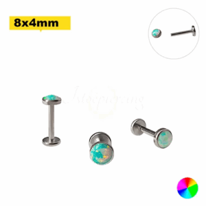 LABRET TITÂNIO R/I FLAT C/ OPALA BOREAL - 8 X 4MM - Imagem 1