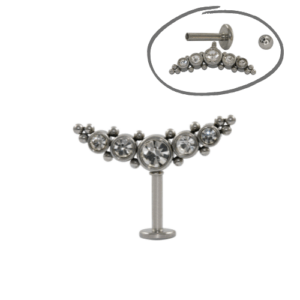 LABRET INVERTIDO AÇO R/I CLUSTER INDIANO C/ ZIRCÔNIA - Imagem 1