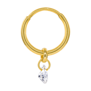 SEGMENTO CLICKER TITÂNIO PVD GOLD C/ PINGENTE ZIRCÔNIA - 8MM - Imagem 1