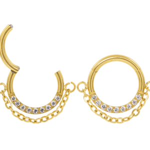 SEGMENTO PVD GOLD CLICKER CORRENTINHA C/ PEDRA - Imagem 1