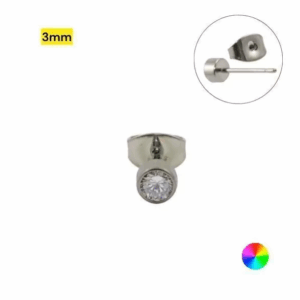 PAR BRINCO TITÂNIO COPINHO C/ ZIRCÔNIA - 3MM - Imagem 1