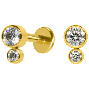 LABRET AÇO R/I 2 PEDRAS - PVD GOLD - Imagem 1