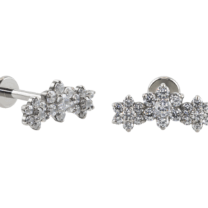 LABRET TITÂNIO R/I CLUSTER 3 FLORES CRAVEJADAS - Imagem 1