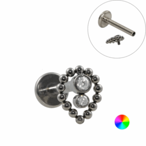 LABRET TITÂNIO R/I INDIANO GOTA 2 PEDRAS - Imagem 1