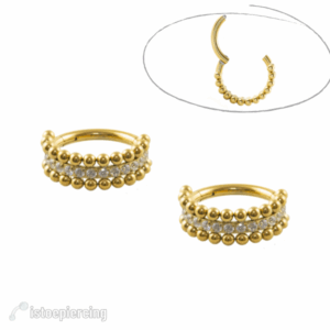 SEGMENTO CLICKER TITÂNIO PVD GOLD INDIANO 3 FILEIRAS - 8MM - Imagem 1