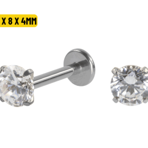 LABRET TITÂNIO R/I C/ ZIRCÔNIA - 1.2 X 8 X 4MM - Imagem 1