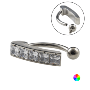 BANANA BELL TITÂNIO R/I CURVADO C/ PEDRA - CRISTAL - Imagem 1