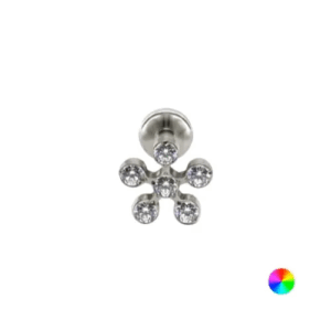 LABRET TITÂNIO R/INTERNA FLOR C/ ZIRCÔNIA MOD4 - Imagem 1