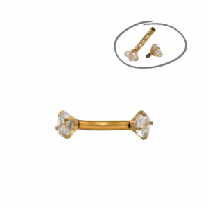 MICRO-CURVO AÇO PVD GOLD R/I C/ ZIRCÔNIA - 8MM - Imagem 1