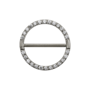 MAMILO ARGOLA CLICKER TIT CRAVEJADO ZIRCONIA 1.2 X 14MM - NATURAL - Imagem 1