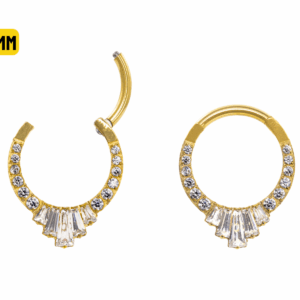 SEGMENTO TIT PVD GOLD CLICKER CRAVEJADA C/ ZIRCÔNIA - 10MM - Imagem 1