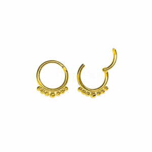 ARGOLA CLICKER AÇO PVD GOLD C/ 7 ESFERAS MINI - Imagem 1