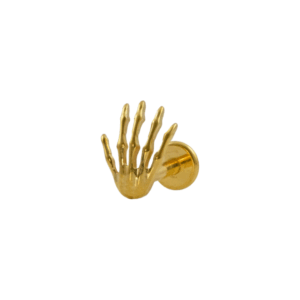 LABRET TITÂNIO PVD GOLD R/I MÃO ESQUELETO - Imagem 1