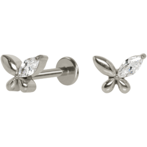 LABRET AÇO R/I BORBOLETA C/ ZIRCÔNIA - Imagem 1