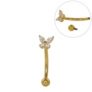MICRO CURVO TITÂNIO R/I BORBOLETA - PVD GOLD - Imagem 1