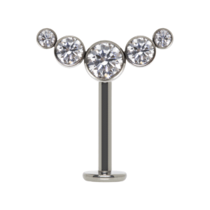 LABRET INVERTIDO TITÂNIO R/I CLUSTER 5 PEDRAS - Imagem 1