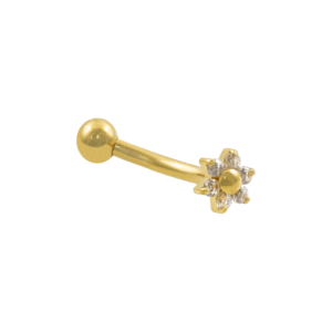 MICRO CURVO TITÂNIO PVD R/I MINI FLOR C/ ZIRCÔNIA -1.2 X 8MM - Imagem 1
