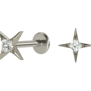 LABRET TITÂNIO R/I ESTRELA C/ ZIRCÔNIA - CRISTAL - Imagem 1