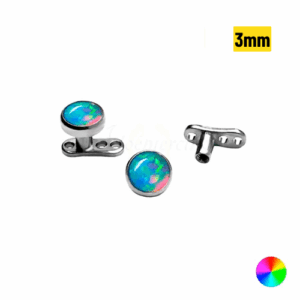 MICRODERMAL TITÂNIO C/ OPALA AZUL CLARO - 3MM - Imagem 1