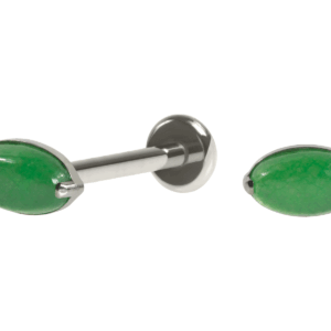 LABRET TITÂNIO R/I OVAL C/ JADE DA MALÁSIA - Imagem 1