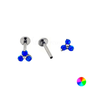 LABRET TITÂNIO R/I TRINITY C/ OPALA - AZUL - Imagem 1