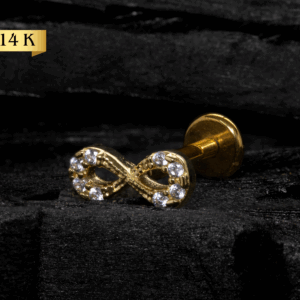 LABRET OURO 14K R/I INFINITO CRAVEJ. - 1.2 X 8MM - CO48 - Imagem 1