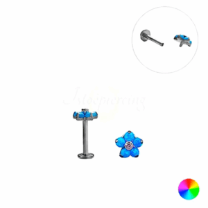 LABRET TITÂNIO R/I FLOR MENOR OPALA - AZUL - Imagem 1