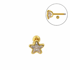 MICRO RETO ESTRELA C3 - BANHADO A OURO - Imagem 1