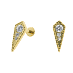 LABRET TITÂNIO PVD GOLD R/I GRAVATINHA C/ PEDRA MAIOR - Imagem 1