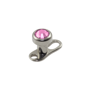 MICRODERMAL TITÂNIO C/ STRASS - ROSA CLARO - 4MM - Imagem 1