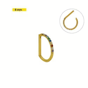 SEGMENTO CLICKER TITANIO PVD GOLD OPEN D MULTI COLOR - 8MM - Imagem 1