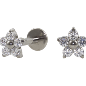 LABRET TITÂNIO R/I FLOR C/ ZIRCÔNIA MINI - Imagem 1