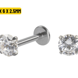 LABRET TITÂNIO R/I C/ ZIRCÔNIA - 1.2 X 6 X 2.5MM - Imagem 1