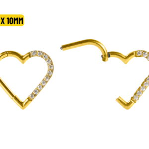HEART AÇO PVD CLICKER CRAVEJADO 1.2 X 10MM - LADO ESQUERDO - Imagem 1