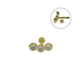 MICRO RETO CLUSTER 3 PEDRAS - BANHADO A OURO - Imagem 1