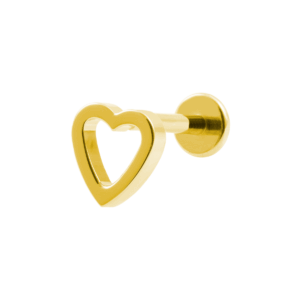 LABRET TITÂNIO PVD GOLD R/I CORAÇÃO VAZADO MOD2 - Imagem 1