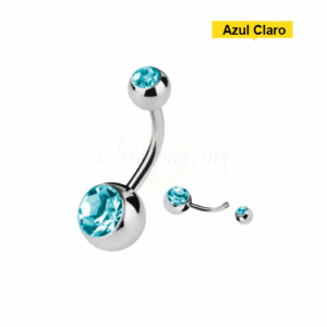BANANA BELL AÇO C/ STRASS 2 PEDRAS - AZUL CLARO - Imagem 1
