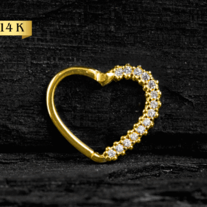 HEART CLICKER OURO 14K LATERAL CRAVEJ - L. ESQUERDO - AAO12 - Imagem 1