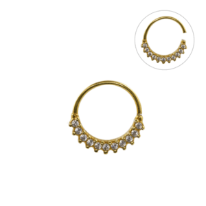 NOSTRIL ARGOLA PRATA FRONTAL CRAVEJADA CA12 - BANHADO A OURO - Imagem 1